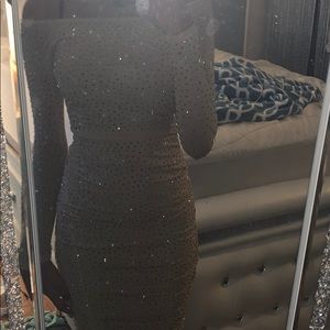 Off the shoulder body con dress